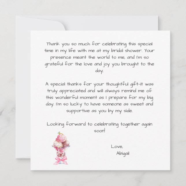 SHE'S BEEN SCOOPED UP BRIDAL SHOWER THANK YOU CARD (Front)