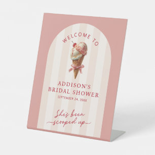 She's Been Scooped Up Bridal Shower Welcome Pedestal Sign
