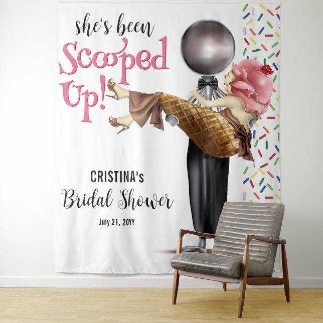 She's Been Scooped Up Ice cream Backdrop Tapestry (In Situ)