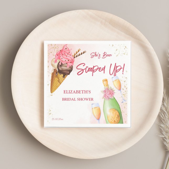 She's been scooped up ice cream bridal brunch napkin (She's been scooped up ice cream bridal brunch template napkins personalized bridal shower tableware)
