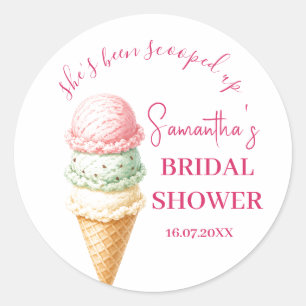 She's been scooped up Ice Cream Bridal Shower Classic Round Sticker
