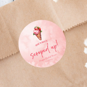 She's Been Scooped Up! Ice Cream Bridal Shower  Classic Round Sticker