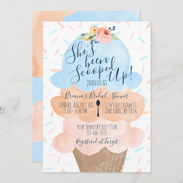 She's Been Scooped Up Ice Cream Bridal Shower Invitation (Front/Back)
