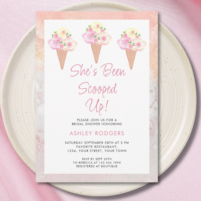 She's Been Scooped Up Ice Cream Bridal Shower  Invitation (Creator Uploaded)