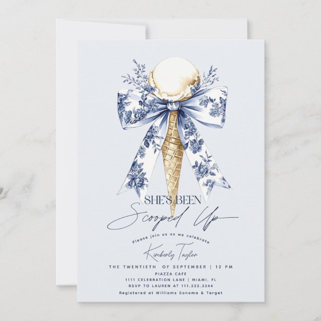 She's Been Scooped Up Ice Cream Bridal Shower Invitation (Front)