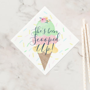 She's Been Scooped Up Ice Cream Bridal Shower Napkin