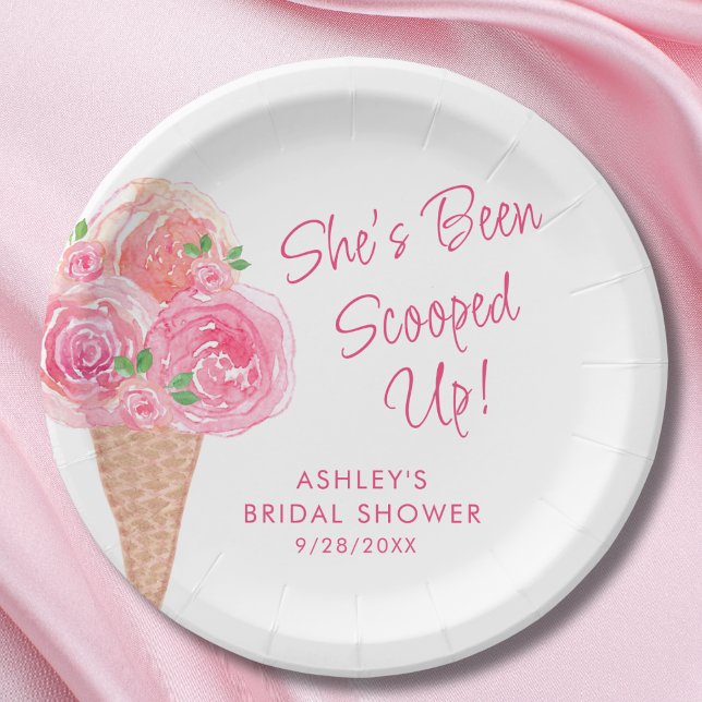 She's Been Scooped Up Ice Cream Bridal Shower Paper Plate (Creator Uploaded)