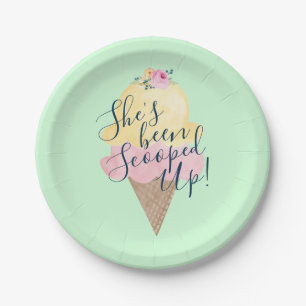 She's Been Scooped Up Ice Cream Green Paper Plate