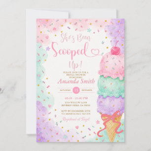 She's been Scooped Up Ice Cream Pastel Pink Invitation