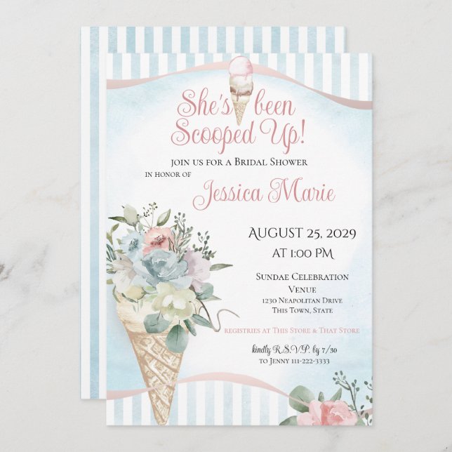 She's Been Scooped Up Ice Cream Shower Invitation (Front/Back)