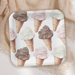 She's Been Scooped Up Neapolitan Bridal Shower Paper Plate