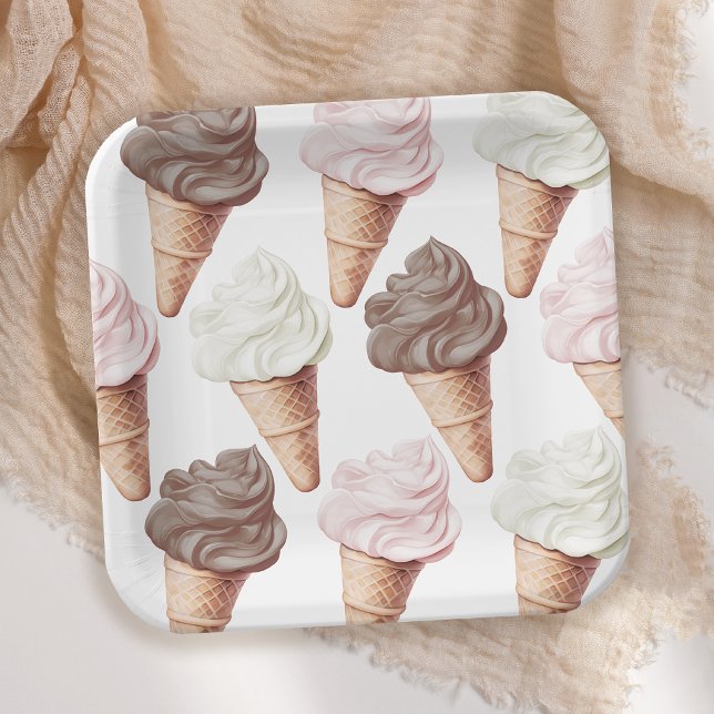 She's Been Scooped Up Neapolitan Bridal Shower Paper Plate (Creator Uploaded)