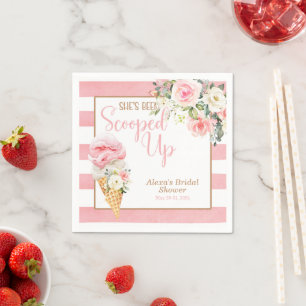 She's Been Scooped Up (Stripe) Custom Paper Napkin