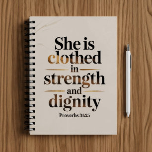 She's clothed in strength. Bible verse notebook 