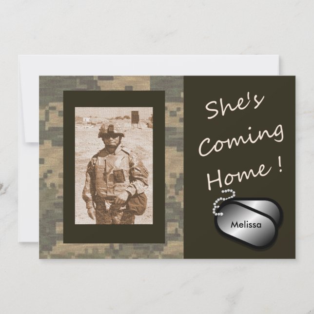 She's Coming Home! Welcome Home Party Custom Photo Invitation (Front)