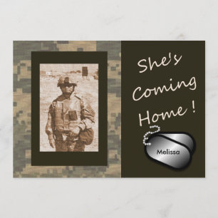 She's Coming Home! Welcome Home Party Custom Photo Invitation
