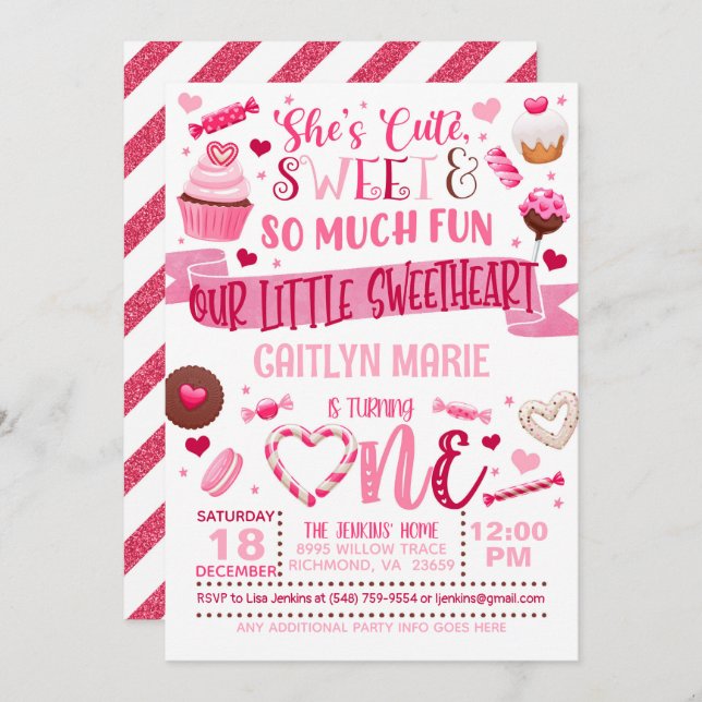 She's Cute, She's Sweet and So Much Fun Invitation (Front/Back)