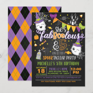 She's Faboolous and FIVE Birthday Invitation - Blk