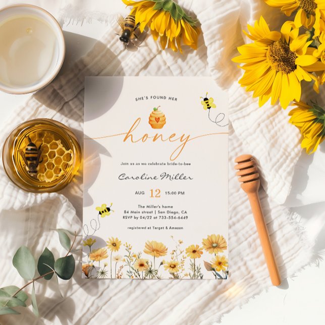 She's Found Her Honey Bee Bridal Shower Invitation (Creator Uploaded)
