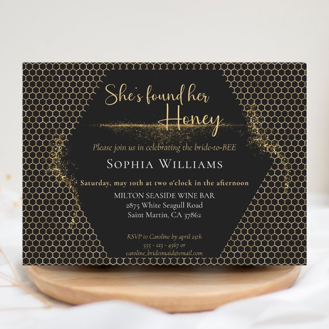 She's found her honey gold glam bridal shower invitation (Creator Uploaded)