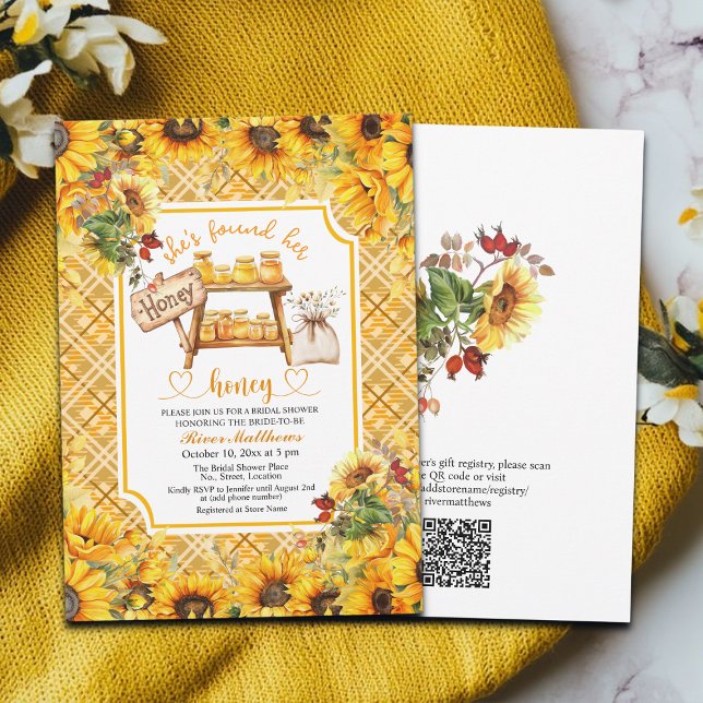 Shes Found Her Honey QR Code Bridal Shower Invitation (Creator Uploaded)