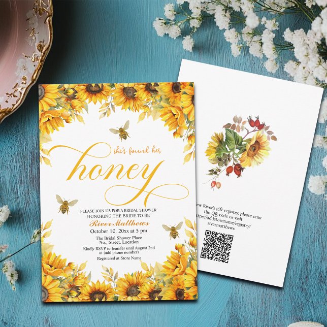 Shes Found Her Honey QR Code Bridal Shower Invitation (Creator Uploaded)
