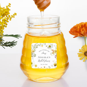 She's Found Her Honey Yellow Floral Bridal Shower Square Sticker