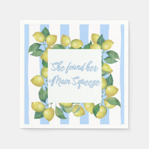 "She's Found Her Main Squeeze" Blue and Lemon Napkin