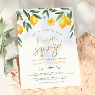 She's Found Her Main Squeeze Lemon Bridal Shower Invitation