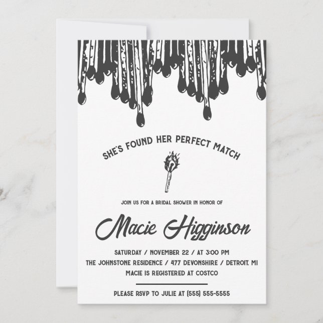 She's Found her Perfect Match Bridal Shower Invitation (Front)