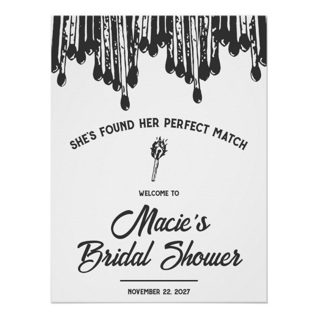 She's Found her Perfect Match Bridal Shower Poster (Front)