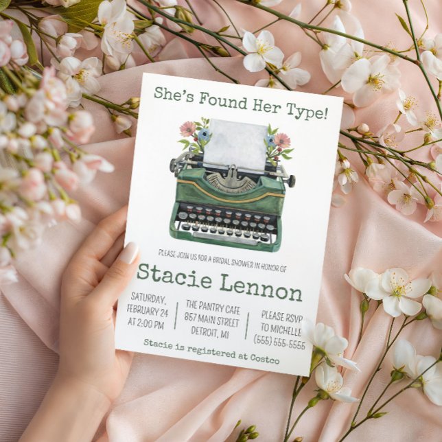 She's Found Her Type! Typewriter Bridal Shower Invitation (Creator Uploaded)