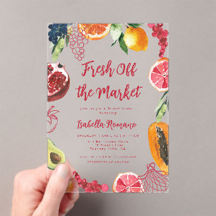 She's Fresh Off the Market Bridal Shower Acrylic Invitations