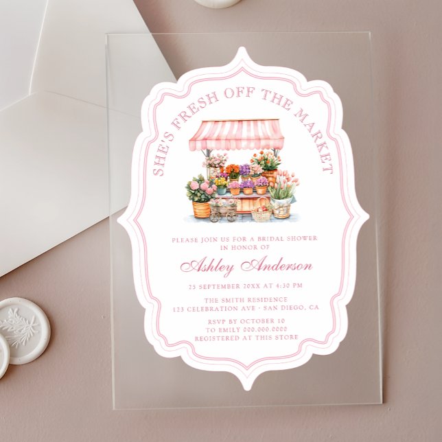 She's Fresh Off The Market Bridal Shower  Acrylic Invitations (Creator Uploaded)