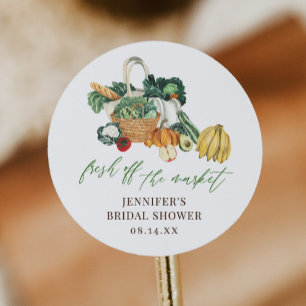 She's Fresh Off The Market Bridal Shower  Classic Round Sticker
