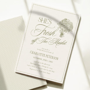 She's Fresh Off the Market Bridal Shower Invitation