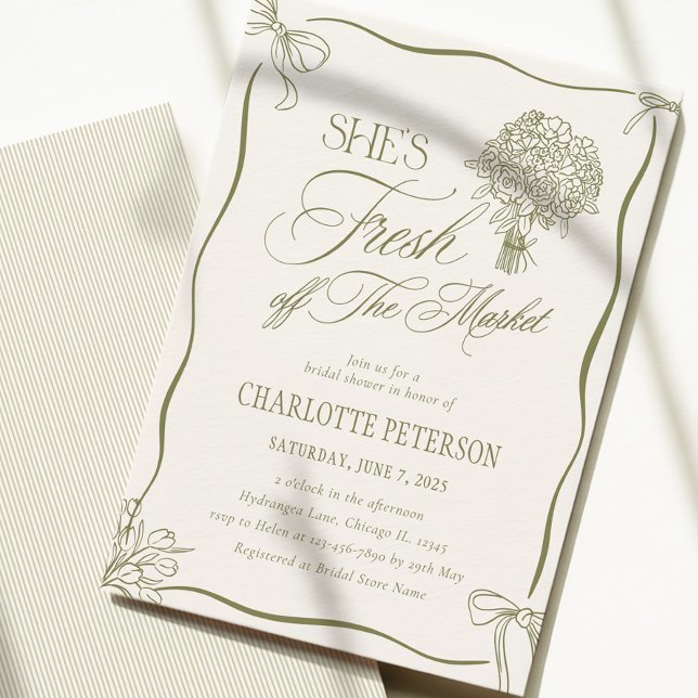 She's Fresh Off the Market Bridal Shower Invitation (Creator Uploaded)