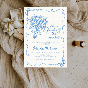 She's Fresh Off the Market Bridal Shower-Line art Invitation