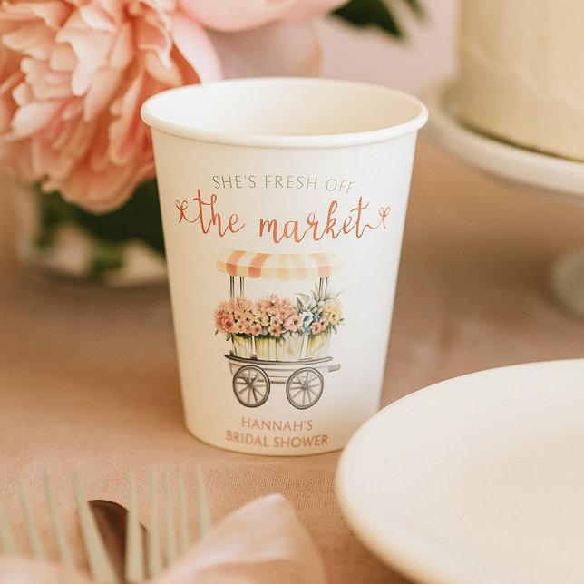 She's Fresh Off The Market Bridal Shower Paper Cups (Creator Uploaded)