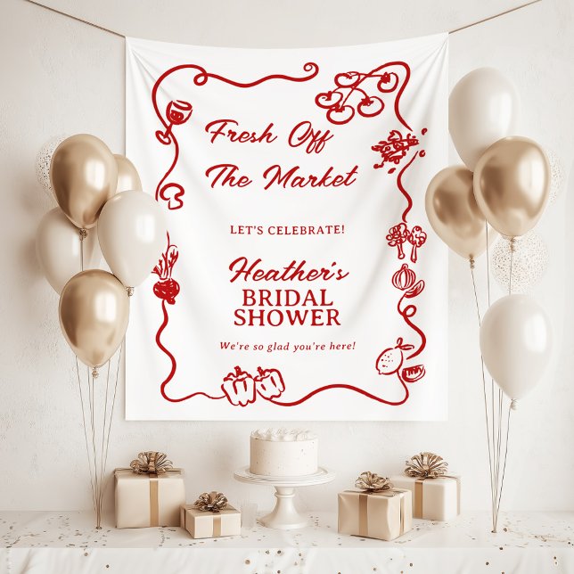 She's Fresh Off The Market Bridal Shower Sign Tapestry (Creator Uploaded)