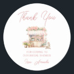 She's Fresh Off the Market Bridal Shower Thank You Classic Round Sticker<br><div class="desc">She's Fresh Off the Market Floral Bridal Shower Thank You Classic Round Sticker
All wording can be customised</div>