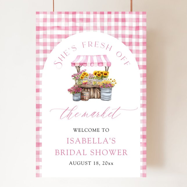 She's Fresh Off the Market Bridal Shower Welcome Poster (Watercolor She's Fresh Off the Market Bridal Shower Welcome Poster)