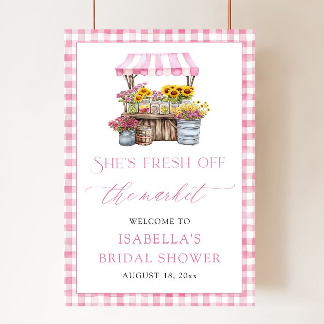 She's Fresh Off the Market Bridal Shower Welcome Poster (Watercolor She's Fresh Off the Market Bridal Shower Welcome Foam Board)