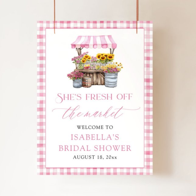 She's Fresh Off the Market Bridal Shower Welcome Poster (Watercolor She's Fresh Off the Market Bridal Shower Welcome Foam Board)