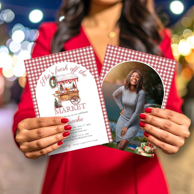 She's fresh off the market christmas Bridal Shower Invitation (Creator Uploaded)