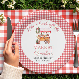 She's fresh off the market christmas Bridal Shower Paper Plate