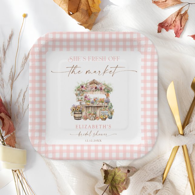 She's Fresh Off the Market Fall Bridal Shower Paper Plate (Creator Uploaded)