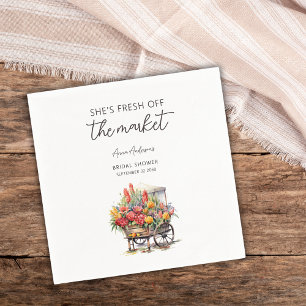 She's Fresh Off The Market Floral Bridal Shower Napkin