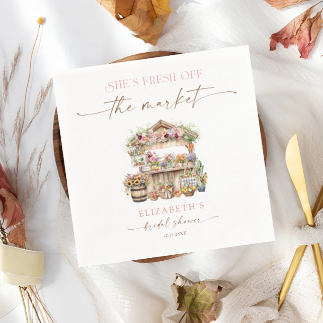 She's Fresh Off the Market Floral Bridal Shower Napkin (Creator Uploaded)