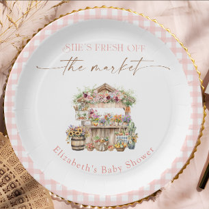She's Fresh Off the Market Floral Bridal Shower Paper Plate